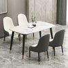 Set of Two Luxury White Dining Chairs with Black Gold legs and Faux Leather Seat