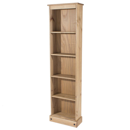 5 Tier Solid Pine Bookcase Tall Narrow Display Shelving Storage Wood Furniture