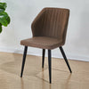 2X Retro Brown/ Grey Dining Chairs Faux Leather Kitchen Dining Room Metal Leg