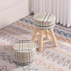 Luxury Padded Footstool Wooden Leg/No Ottoman Pouffe Stool Kids Child Chair Seat