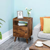 HOOBRO Bedside Tables Nightstand with Door Side Table End Table Pine Legs