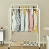 Industrial Double Rod Garment Rack Hanging Clothes Rack Stand Shoe Rack Wardrobe