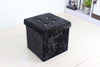 New Quilted Folding Storage Ottoman Seat, Crushed Velvet Toy Storage Box