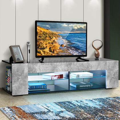 145cm High Gloss TV Stand Unit Cabinet LED Entertainment Media Storage Sideboard
