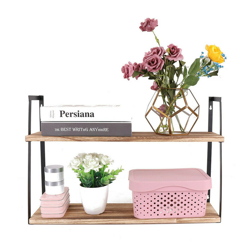 2 Tier Wall Shelf Display Storage Shelving Hanging Desk Organiser Floating Unit