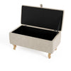 Rectangle Fabric Ottoman Storage Chest Padded Footstool Pouffe Chair Bench Trunk