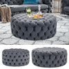 Luxury Velvet Tufted Button Chesterfield Foot Stool Rest Bedside Sofa Table Seat