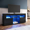 120cm High Gloss TV Table Stand Black Entertainment Cabinet Unit with LED Light