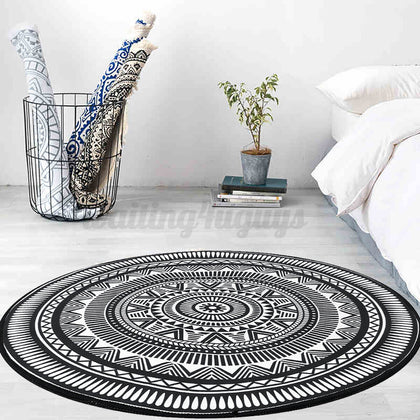 Round Non-slip Floor Mat Livingroom Bedroom Modern Home Area Rug Floor Carpet