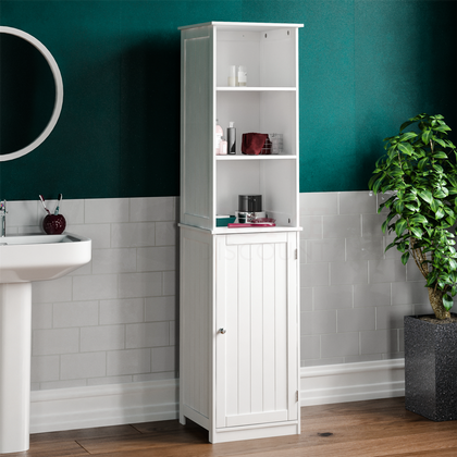 Priano Bathroom Tall Cabinet Shelving Cupboard Storage Unit Furniture White