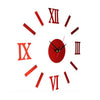 3D DIY Wall Clock Roman Numerals Luxury Mirror Sticker Home Decor Living Room
