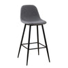 2 Pcs Grey Fabric Bar Stools Metal Legs Breakfast High Chairs Pub Kitchen Modern