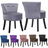 Small Curved Back Dining Chairs Velvet/Linen Upholstered Round Seat Vanity Stool