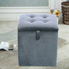Square Ottoman Stool Dressing Table Chair Footstool Velvet Padded Storage Box
