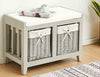 Painted Wooden Hallway Bench Seat 3 or 2 Baskets Pull-Out Storage Cushioned Top