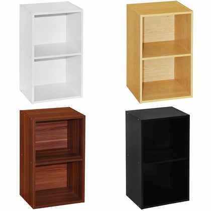 Oxford Bookcase 2 Tier Cube Shelf Wood Storage Photo Display Room Furniture Unit