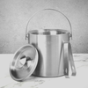 2L Ice Bucket with Tongs & Lid Insulated Double Walled Steel Cooler M&W