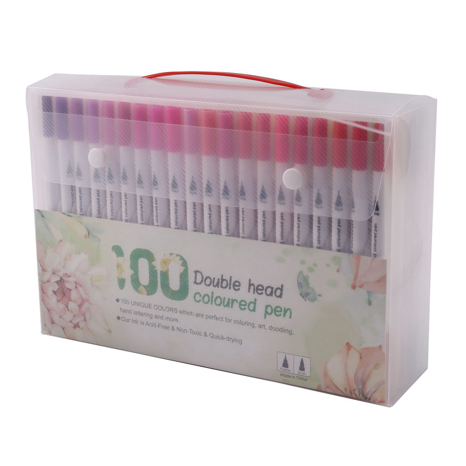 100 Colour Brush Pens Set Dual Tips Soft Fine Art Markers Drawing Wate –  Quildinc