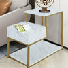 Marble Effect Coffee Table Wooden Drawer Storage LivingRoom Furniture Gold Frame