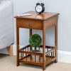 Wooden Side End Table Bedside Table Cabinet Nightstand Storage with Drawer Shelf