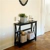 2 Tier X-Design Console Table Hallway Side Table Bookshelf Entryway Table Black
