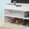 White Wood 2 Tiers Shoe Storage Bench Cabinet with Padded Seat,FSR25-HG,UK