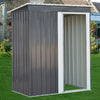 Metal Garden Shed Outdoor Flat Roof Tool Storage House Organizer w/ Sliding Door