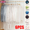 6 Pack Set Clear Polythene Garment Covers Suit Dress Coat Dust Protector Zip Bag