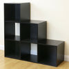 Black 6 Cube Kids Toy/Games Storage Unit Girls/Boys Bedroom Shelves 3 Grey Boxes