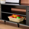 Living Room TV Stand Cabinet Black with 2 Doors and Storage Shelves, 47 inches W