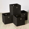 Black Foldable Canvas Storage Folding Box Fabric Cube Cloth Bag 4 Piece Set