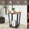 2-Tier Industrial Round End Table Coffee Snack Table Laptop Stand Nightstand