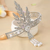 Gatsby 1920's Flapper Crystal Pearl Headpiece Headband Bracelet Silver Ring Set