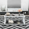 Rectangle Coffee Tea Table Tempered Glass Living Room With Lower Shelf Black