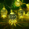 30LED Moroccan Solar Garden Metal Ball String Lights Hanging Fairy Light Outdoor
