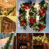 UK Christmas Garland Pine Wreath LED String Light Wedding Home In/Outdoor Decors