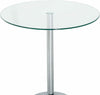 Small Glass Dining Table Round Kitchen Breakfast Bar Pedestal Metal Space Saving