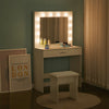White Dressing Table LED lights Vanity Table With Mirror Stool Bedroom Furniture