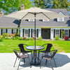 2.7m Garden Round Parasol Patio Sun Shade Umbrella Canopy With Crank Tilt Cream