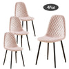 4Pcs Argyle Velvet Dining Chairs Metal Leg Side Chair Fabric Upholstered Kitchen