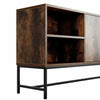 Industrial TV Stand Rustic Solid Wood Vintage Storage Unit Metal Media Cabinet