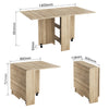 Mobile Folding Dining Table Drop Leaf Wood Rolling Desk with 2 Storage Shelves