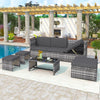 Rattan Garden Furniture 6 Seater Corner Sofa Table and Chair Outdoor Patio Set