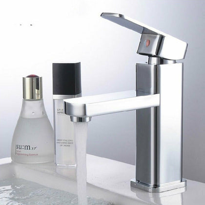 Modern Bathroom Basin Sink Tap Monobloc Mixer Taps Waterfall Chrome Brass Faucet