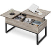 Split Lift-top Coffee Table with Storage Side Drawer&Metal Legs for Living Room