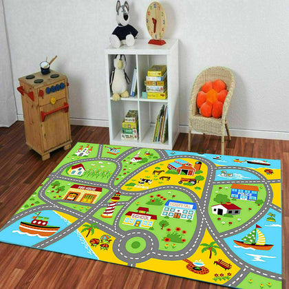 Kids Rug Road Map Play Mat Town Children’s Carpet Farm Life Mats Floor Playroom
