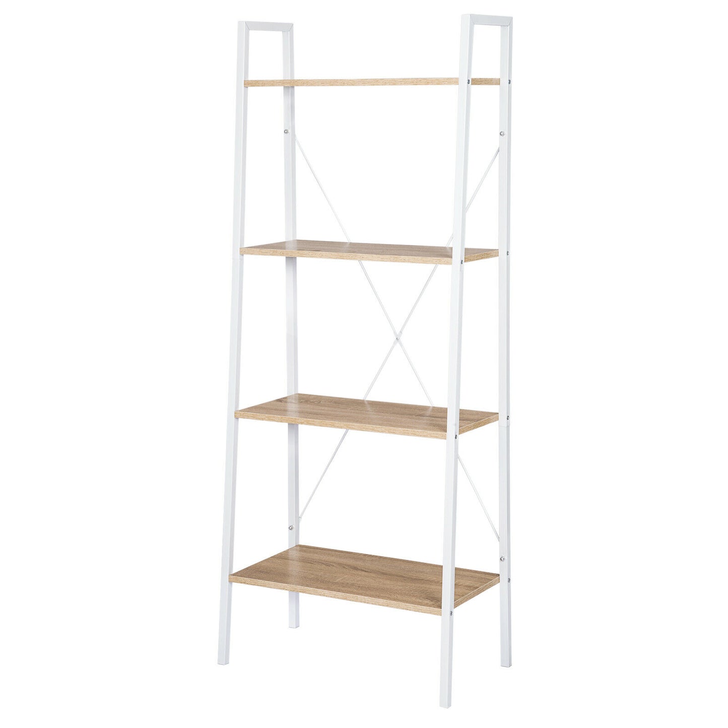 4-Tier Storage Rack Bookcase Display Plants Stand Shelf Metal Frame Ladder Shelf