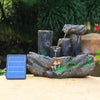 Garden Solar Water Feature LED Light Fountain Outdoor Resin Statue Ornament Pump