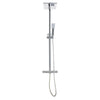 Thermostatic Bar Shower Mixer Valve Bathroom Chrome Twin Head Square Bath Set