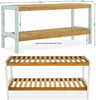 NEW 2 TIER NATURAL WOODEN BAMBOO SHOE RACKS STORAGE ORGANISER STAND SHELF UNIT